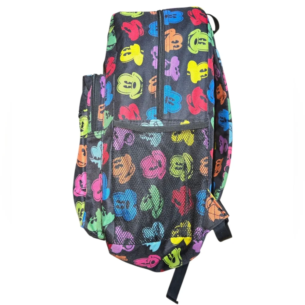 Disney Parks Walt Disney World Black & Rainbow Mickey Mouse Backpack‎ 18"X12"X9" - Picture 4 of 12